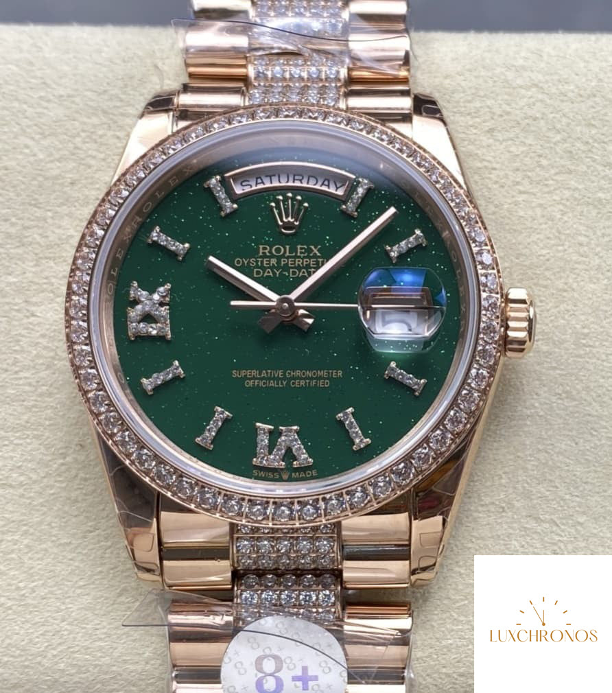 Replica Rolex DayDate m128345rbr-0069 1:1 Best Edition 8+ Factory Green Dial