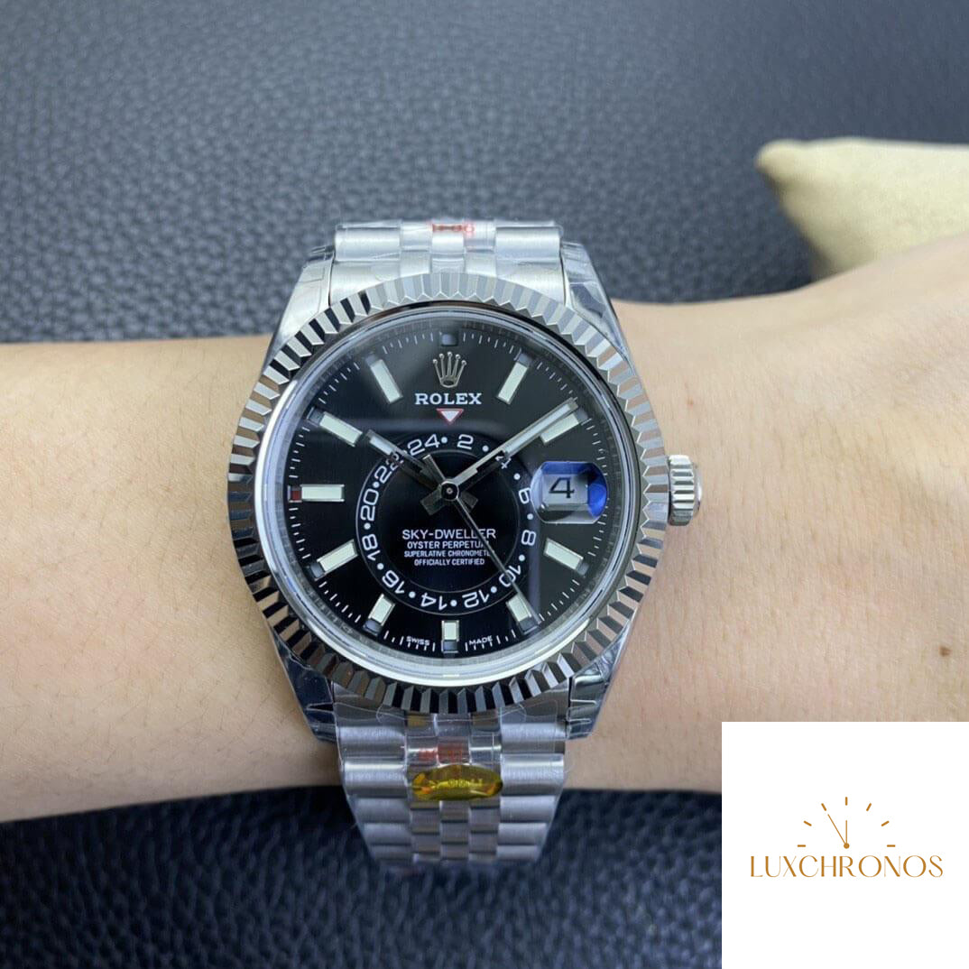 Replica Rolex Sky Dweller M326934-0006 1:1 Best Edition Noob Factory V2 Black Dial