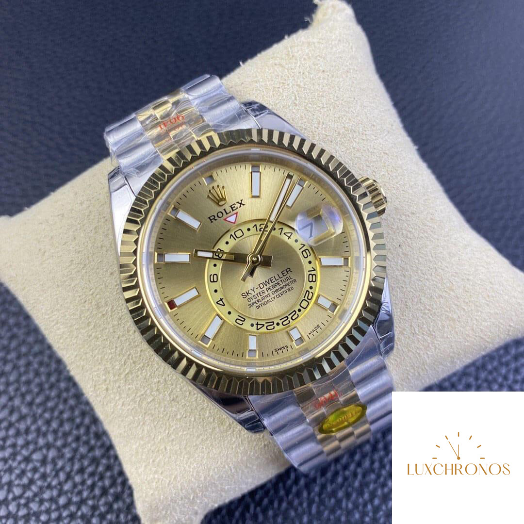 Replica Rolex Sky Dweller M336933-0002 1:1 Best Edition Noob Factory V2 Champagne Dial