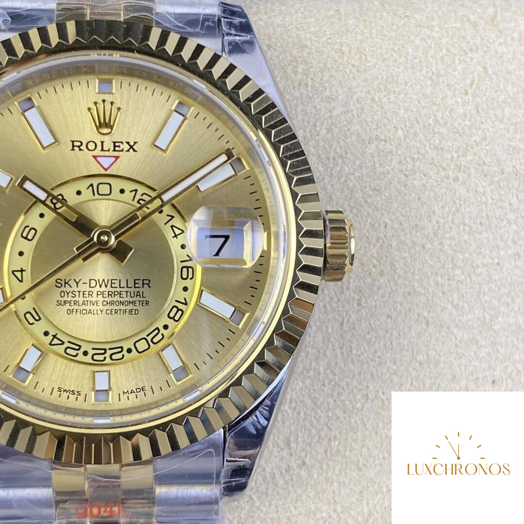 Replica Rolex Sky Dweller M336933-0002 1:1 Best Edition Noob Factory V2 Champagne Dial