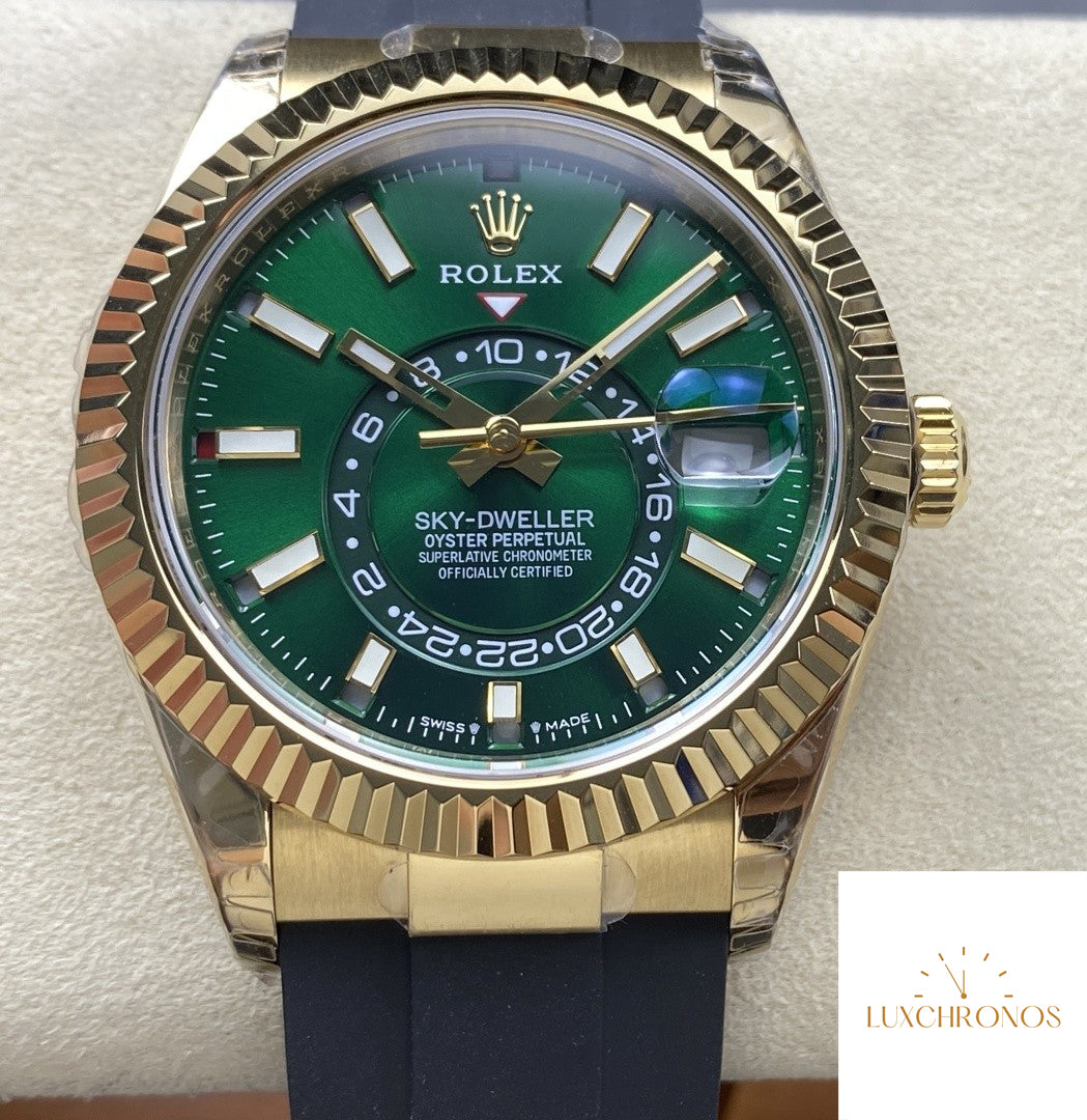 Replica Rolex Sky-Dweller 336238-0004 1:1 Best Version NOOB Factory Green Dial