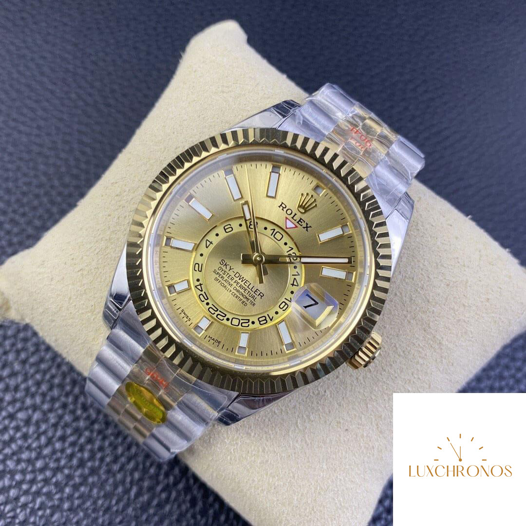 Replica Rolex Sky Dweller M336933-0002 1:1 Best Edition Noob Factory V2 Champagne Dial