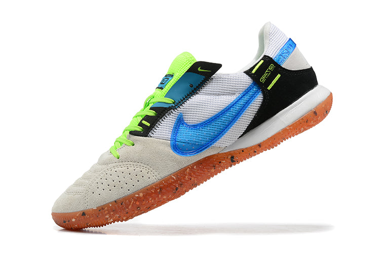 Nike Adults' Streetgato Indoor Soccer Shoes-White Green Blue