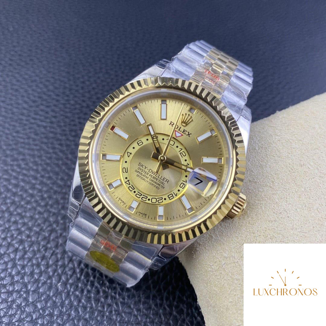 Replica Rolex Sky Dweller M336933-0002 1:1 Best Edition Noob Factory V2 Champagne Dial