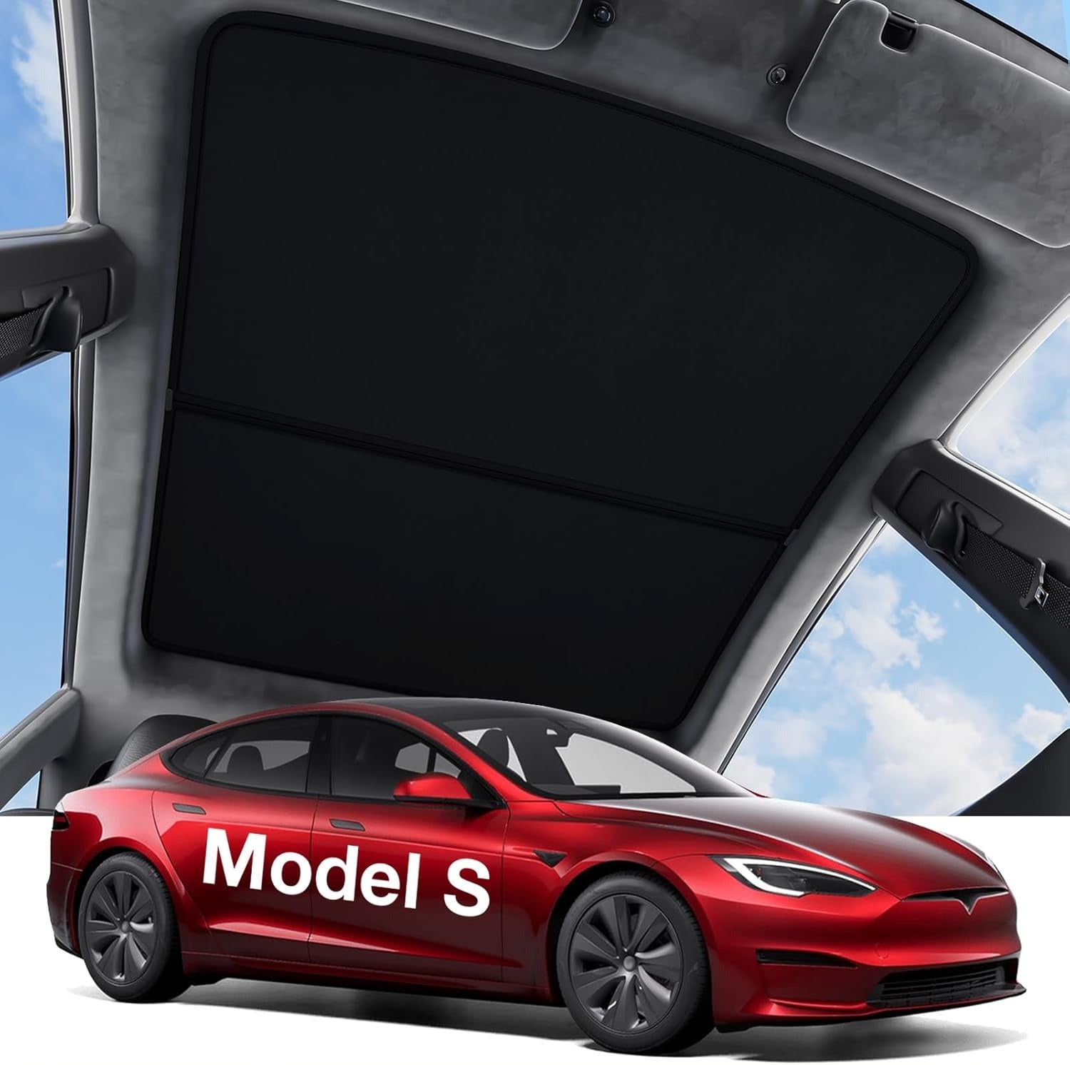 Tesla Model Y Sunshade Roof [Never Sag, Nano Ice-Crystal Coatings] 3-Gen Heat Insulation Glass Roof Sun Shade, Accessories for Tesla Model Y 2020~2025, Tesla Interior Gray
