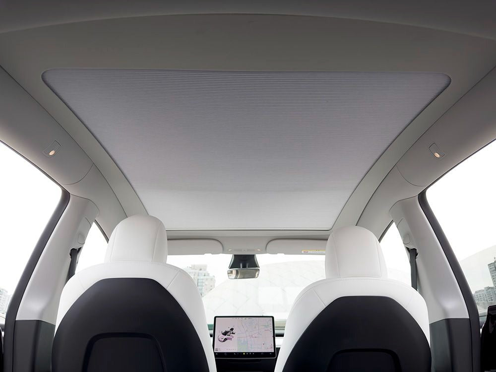 Tesla Model Y Retractable Slim Sunroof Sunshade – Upgraded Sliding Frame Version (Fits New & Old Model Y)