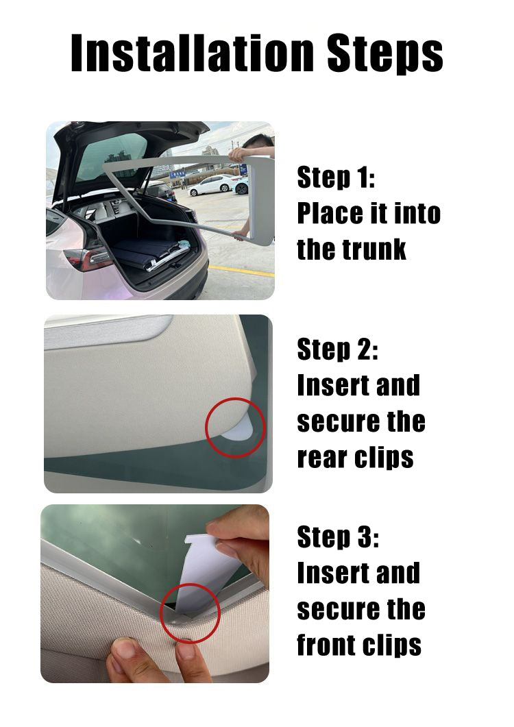 Tesla Model Y Retractable Slim Sunroof Sunshade – Upgraded Sliding Frame Version (Fits New & Old Model Y)