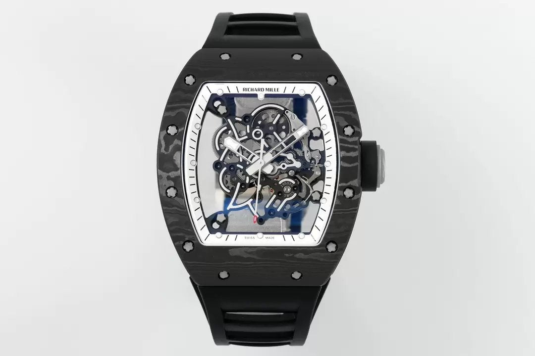 RICHARD MILLE RM055 ZF 2024 1:1 Best Edition Carbon Fiber Case White Dial